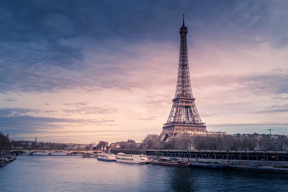 The Eiffel Tower seen from across the Seine